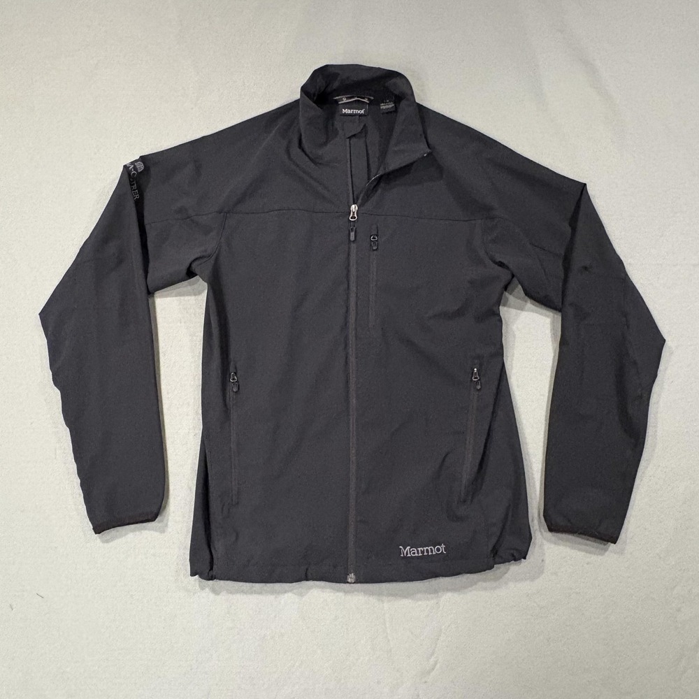 Marmot Jacket Mens Large Black Softshell Windbreaker Lined Full Zip J98260